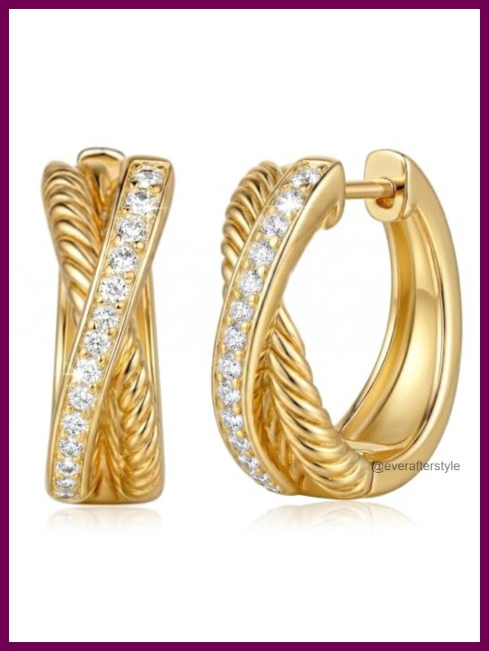 14K Gold Plated Chunky Hoop Earrings Moissanite Huggie 17mm